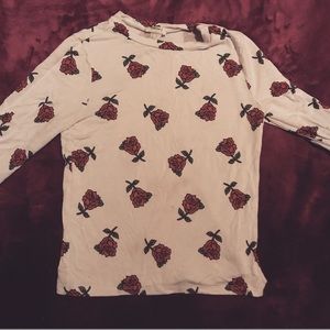 White Long Sleeve Rose Shirt